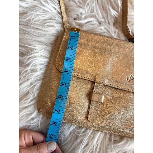 Velez Women's Gold‎ Metallic Leather Crossbody Bag Everyday Minimalist Timeless - Picture 9 of 10